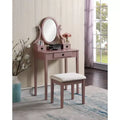 Roundhill Furniture Moniya Wood Makeup Vanity Table and Stool Set, Rose Gold