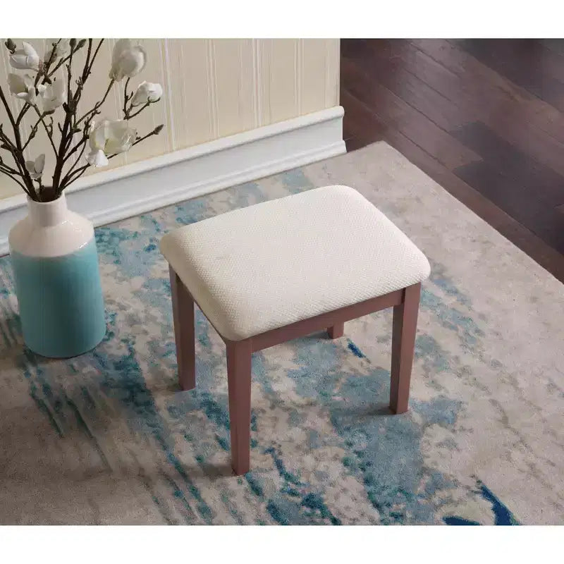 Coiffeuse et tabouret en bois Moniya de Roundhill Furniture, or rose