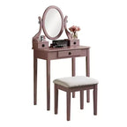 Coiffeuse et tabouret en bois Moniya de Roundhill Furniture, or rose