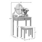 Coiffeuse et tabouret en bois Moniya de Roundhill Furniture, or rose