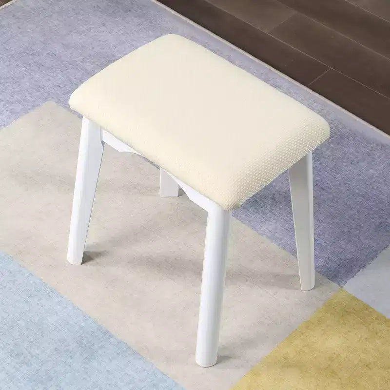 Ensemble coiffeuse et tabouret Maly en bois contemporain, blanc