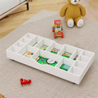 Table de jeu et organisateur de jouets 2 en 1 compatible avec les Lego, pour rangement sous le lit ou le canapé - Blanc (38 x 18,7 x 5,9)