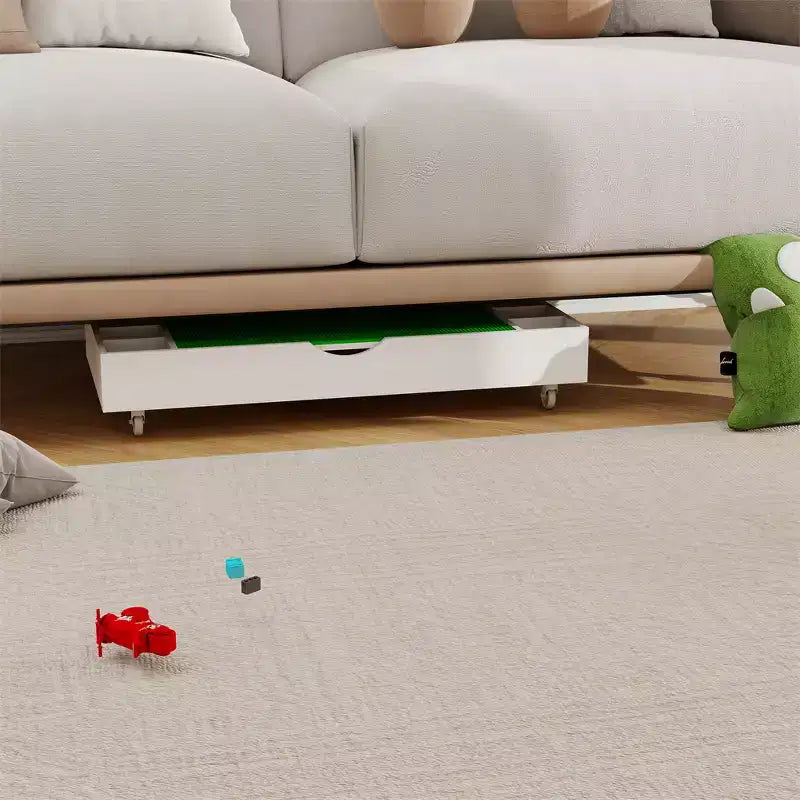 Table de jeu et organisateur de jouets 2 en 1 compatible avec les Lego, pour rangement sous le lit ou le canapé - Blanc (38 x 18,7 x 5,9)