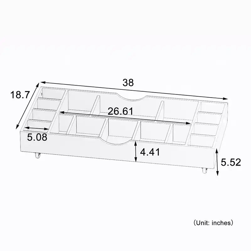Table de jeu et organisateur de jouets 2 en 1 compatible avec les Lego, pour rangement sous le lit ou le canapé - Blanc (38 x 18,7 x 5,9)