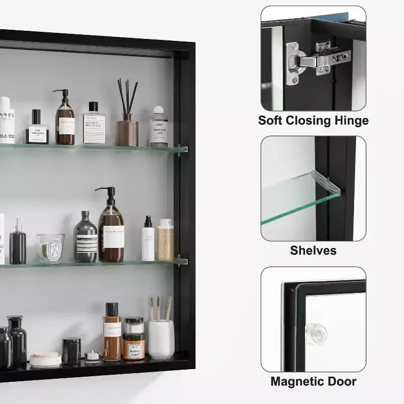 PexFix Armoire à pharmacie encastrable/en saillie rectangulaire 26x20 avec miroir