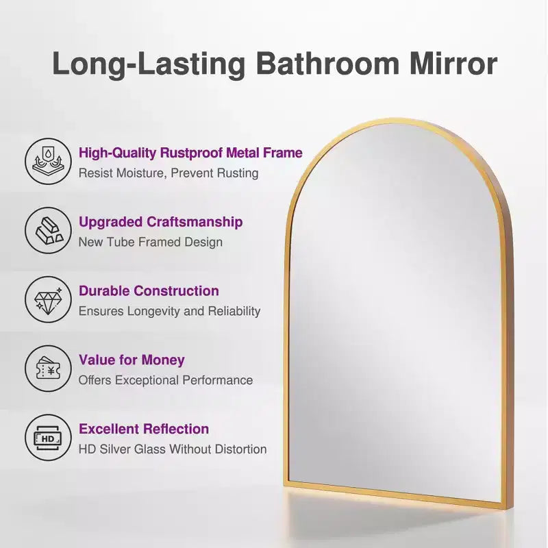 Dovelina Lot de 2 miroirs muraux modernes en arc pour salle de bain