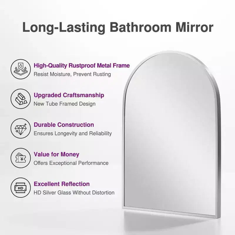 Dovelina Lot de 2 miroirs muraux modernes en arc pour salle de bain