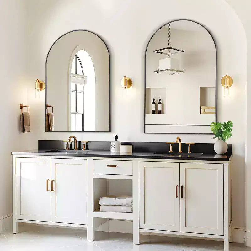 Dovelina Lot de 2 miroirs muraux modernes en arc pour salle de bain
