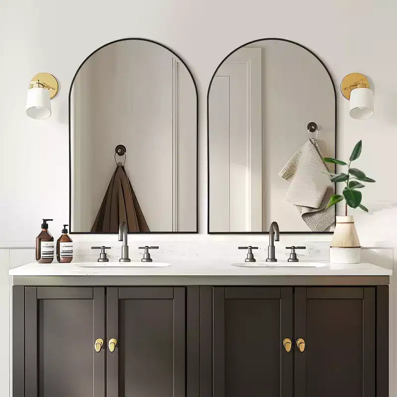 Dovelina Lot de 2 miroirs muraux modernes en arc pour salle de bain