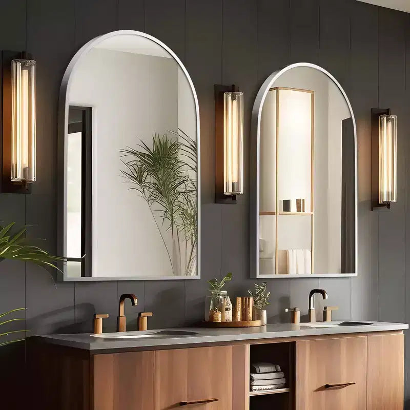 Dovelina Lot de 2 miroirs muraux modernes en arc pour salle de bain