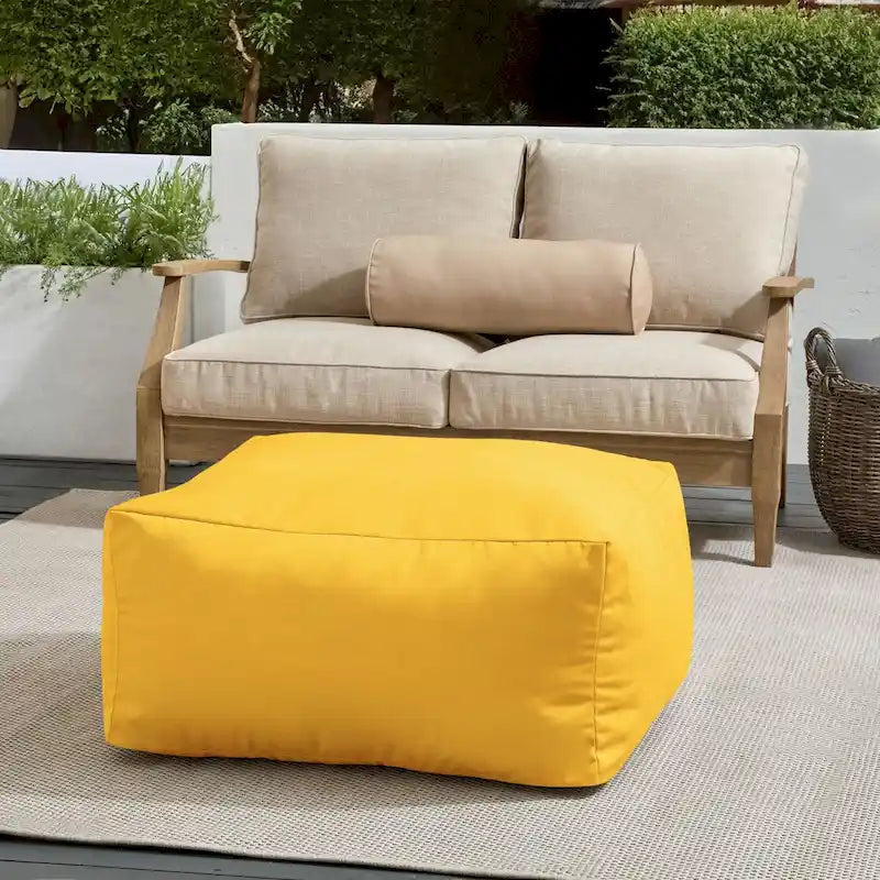 Pouf Sorra Home Sunbrella d'extérieur, couleur unie, bords cousus