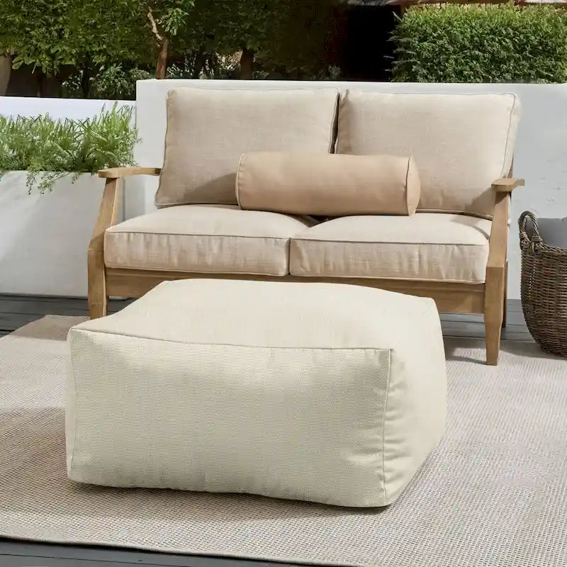 Pouf Sorra Home Sunbrella d'extérieur, couleur unie, bords cousus
