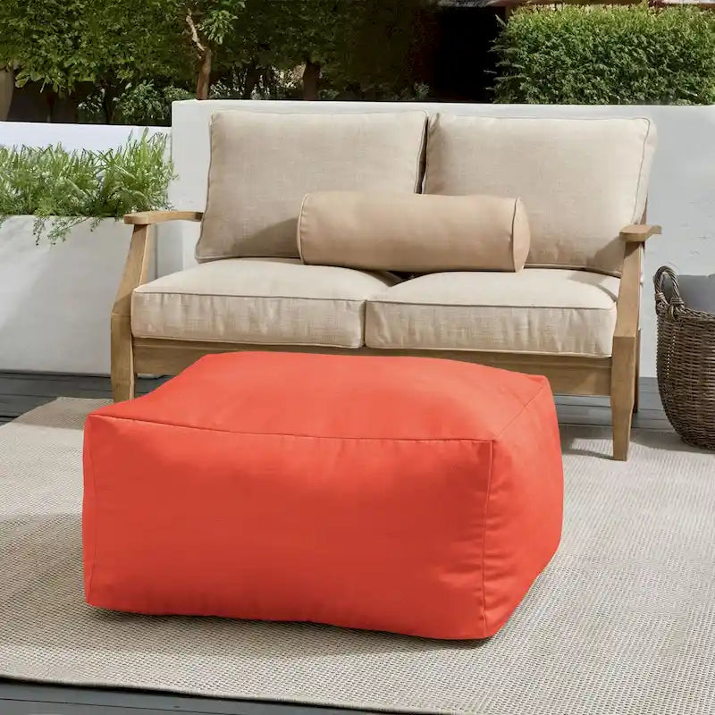 Pouf Sorra Home Sunbrella d'extérieur, couleur unie, bords cousus