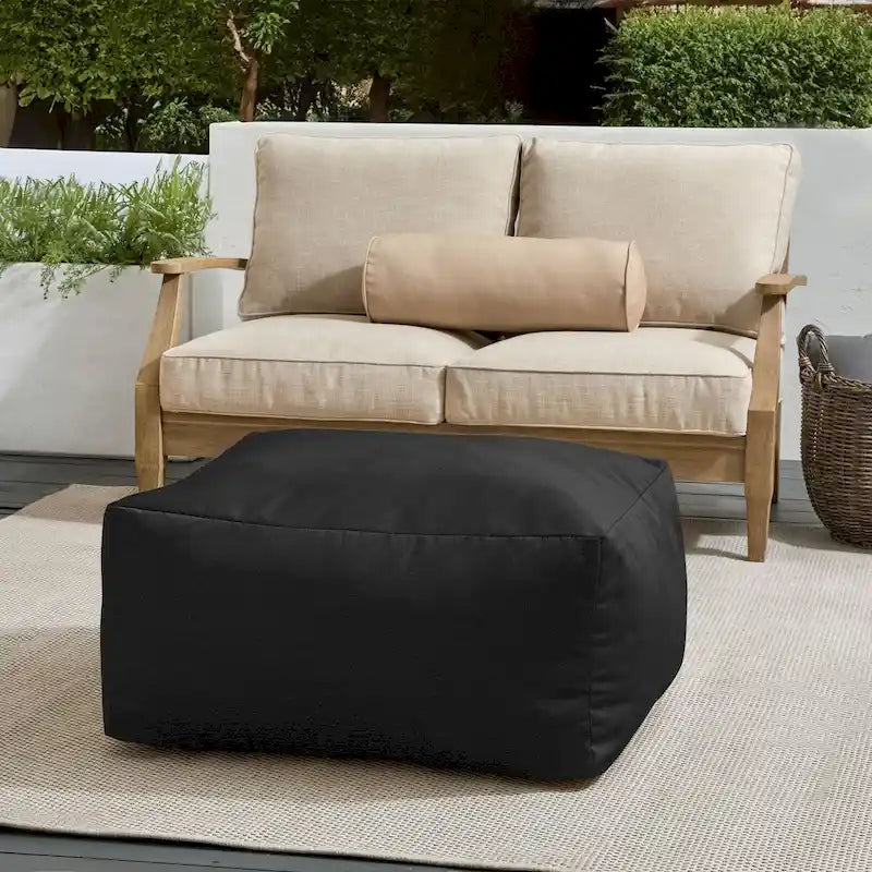 Pouf Sorra Home Sunbrella d'extérieur, couleur unie, bords cousus