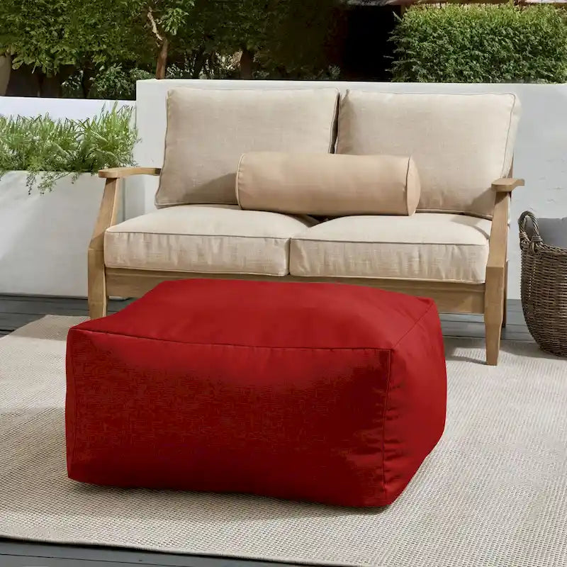 Pouf Sorra Home Sunbrella d'extérieur, couleur unie, bords cousus