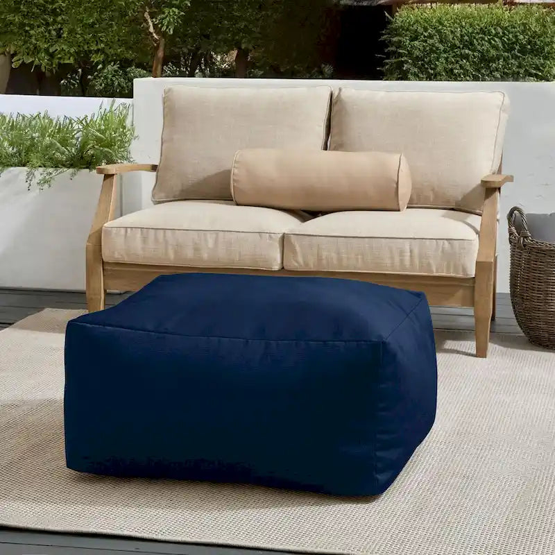 Pouf Sorra Home Sunbrella d'extérieur, couleur unie, bords cousus