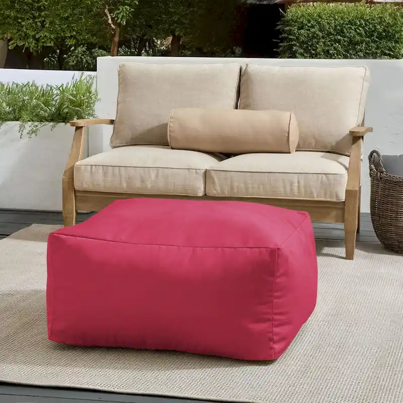 Pouf Sorra Home Sunbrella d'extérieur, couleur unie, bords cousus