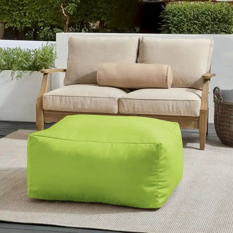 Pouf Sorra Home Sunbrella d'extérieur, couleur unie, bords cousus