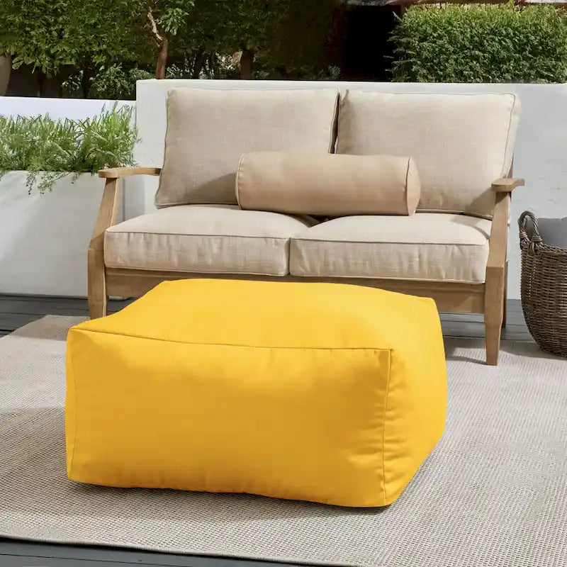 Pouf Sorra Home Sunbrella d'extérieur, couleur unie, bords cousus