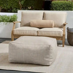 Pouf Sorra Home Sunbrella d'extérieur, couleur unie, bords cousus