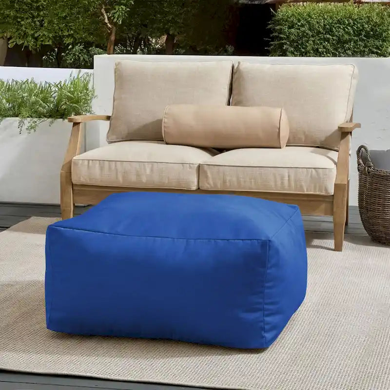 Pouf Sorra Home Sunbrella d'extérieur, couleur unie, bords cousus