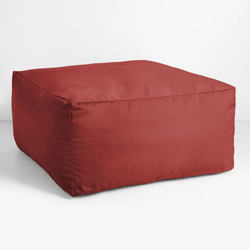 Pouf Sorra Home Sunbrella d'extérieur, couleur unie, bords cousus