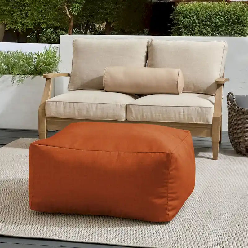 Pouf Sorra Home Sunbrella d'extérieur, couleur unie, bords cousus