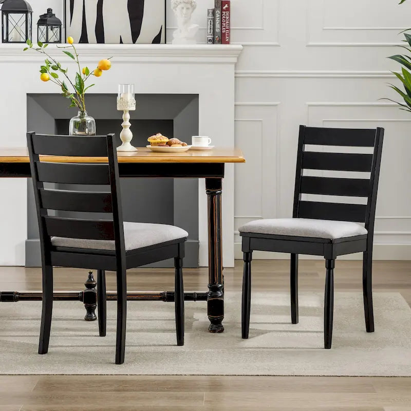 Chaises de salle à manger en bois à dossier échelle