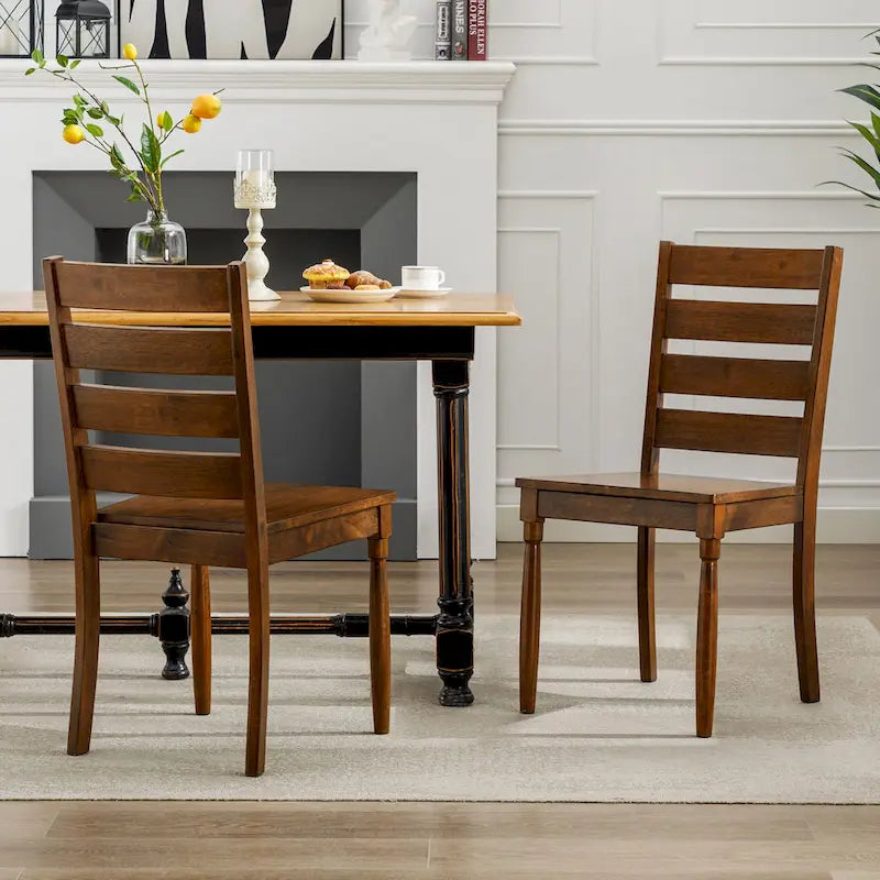 Chaises de salle à manger en bois à dossier échelle