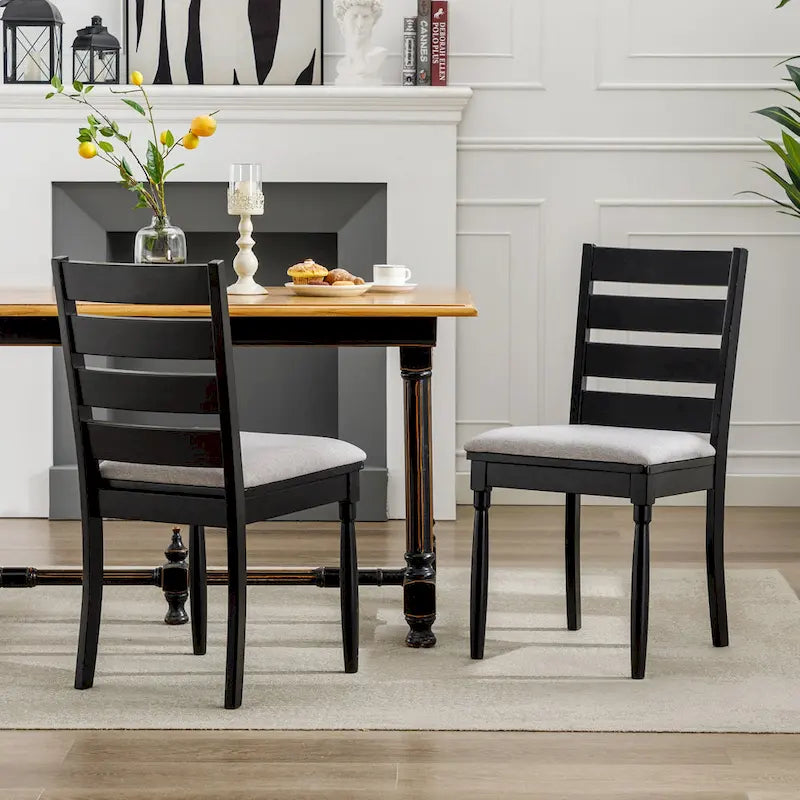 Chaises de salle à manger en bois à dossier échelle