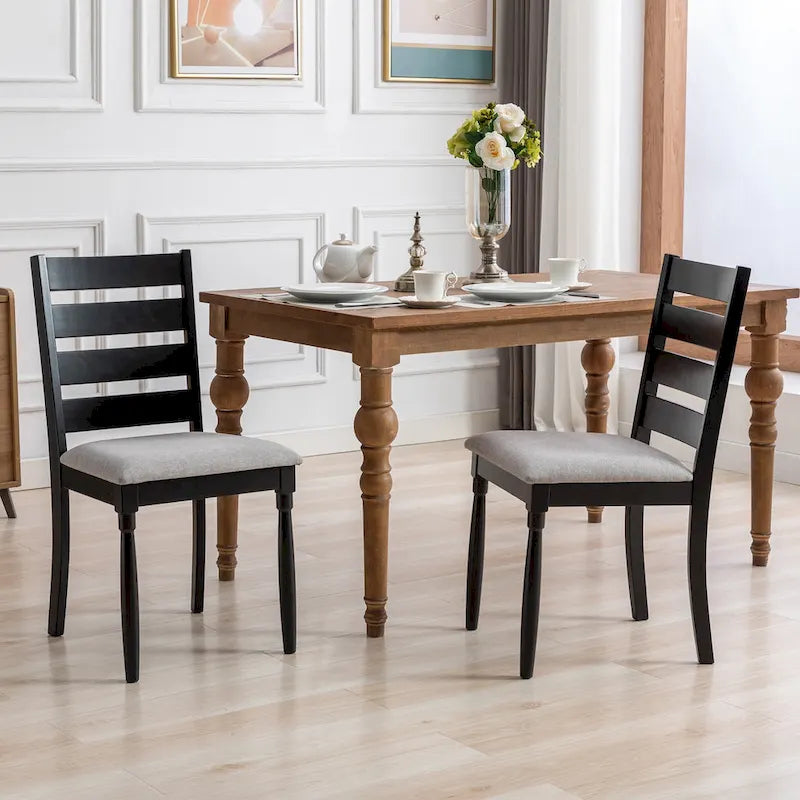 Chaises de salle à manger en bois à dossier échelle