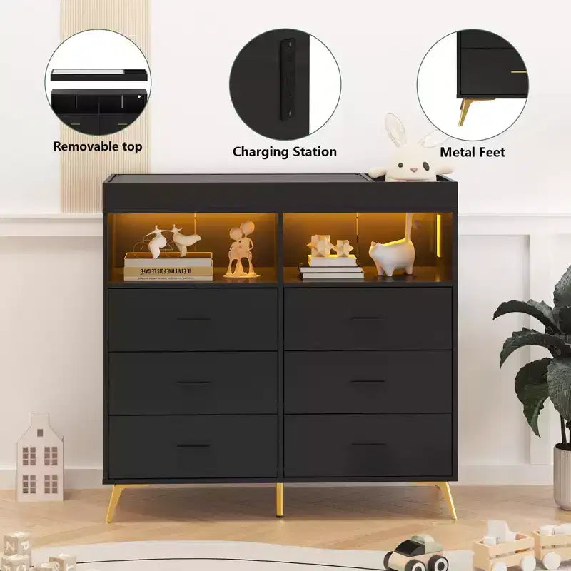 Table à langer commode Whizmax avec tiroirs, Station à langer avec plan à langer, Commode bébé pour nouveau-nés et nourrissons