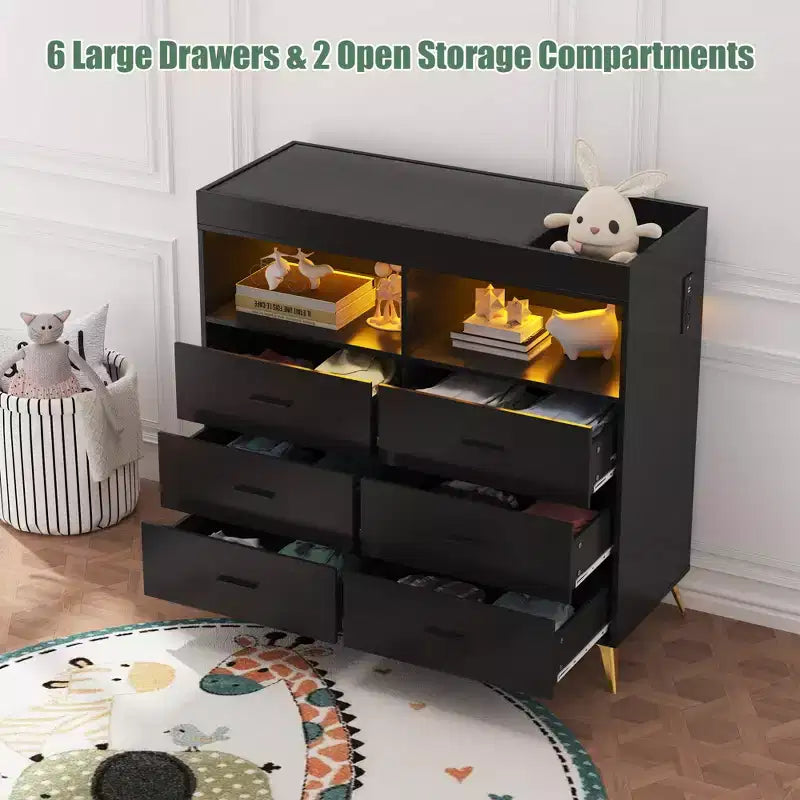 Table à langer commode Whizmax avec tiroirs, Station à langer avec plan à langer, Commode bébé pour nouveau-nés et nourrissons