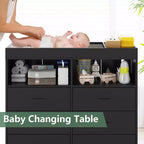 Table à langer commode Whizmax avec tiroirs, Station à langer avec plan à langer, Commode bébé pour nouveau-nés et nourrissons