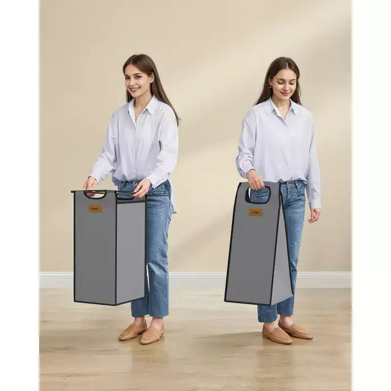 VASAGLE Panier à linge avec 3 compartiments, 100 L (26,4 gal) Séparateur de linge, Chariot à linge roulant avec étagères, Petites poches latérales