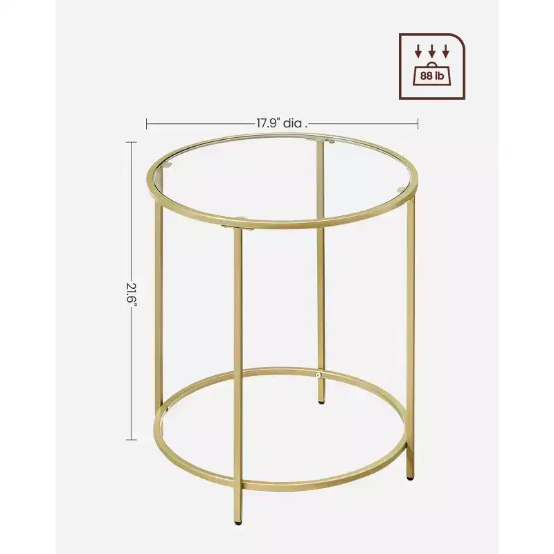 VASAGLE Tables d'appoint rondes, lot de 2, Tables d'appoint en verre avec cadre en métal, Tables basses noires de style moderne