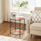VASAGLE Tables d'appoint rondes, lot de 2, Tables d'appoint en verre avec cadre en métal, Tables basses noires de style moderne