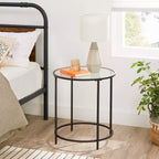 VASAGLE Tables d'appoint rondes, lot de 2, Tables d'appoint en verre avec cadre en métal, Tables basses noires de style moderne