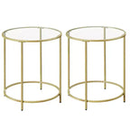 VASAGLE Tables d'appoint rondes, lot de 2, Tables d'appoint en verre avec cadre en métal, Tables basses noires de style moderne