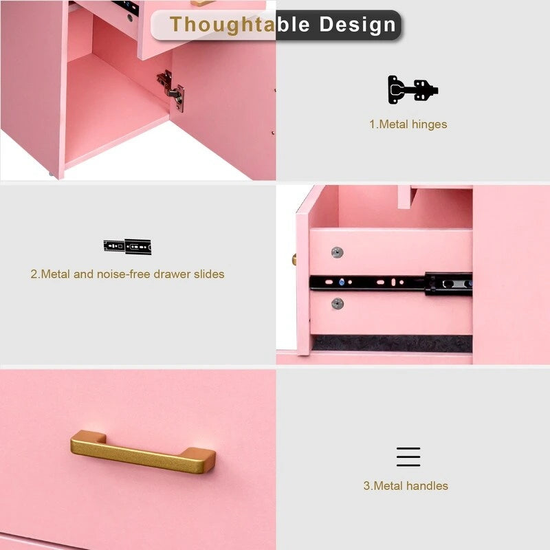 Bureau informatique avec plateau en particules de 38,19 po, table de manucure avec 2 tiroirs et 1 armoire