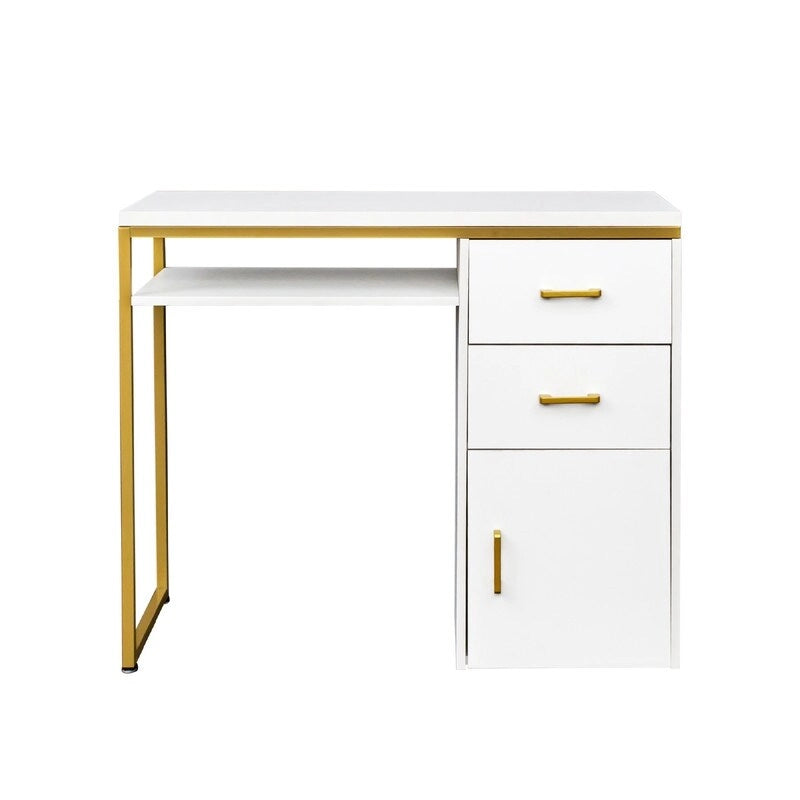 Bureau informatique avec plateau en particules de 38,19 po, table de manucure avec 2 tiroirs et 1 armoire