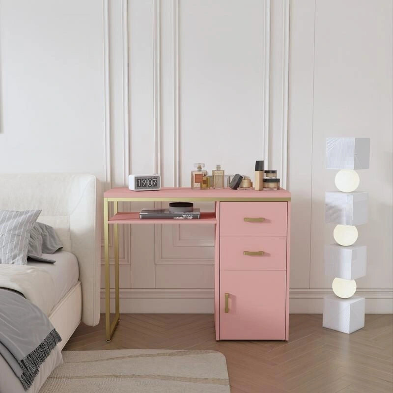Bureau informatique avec plateau en particules de 38,19 po, table de manucure avec 2 tiroirs et 1 armoire