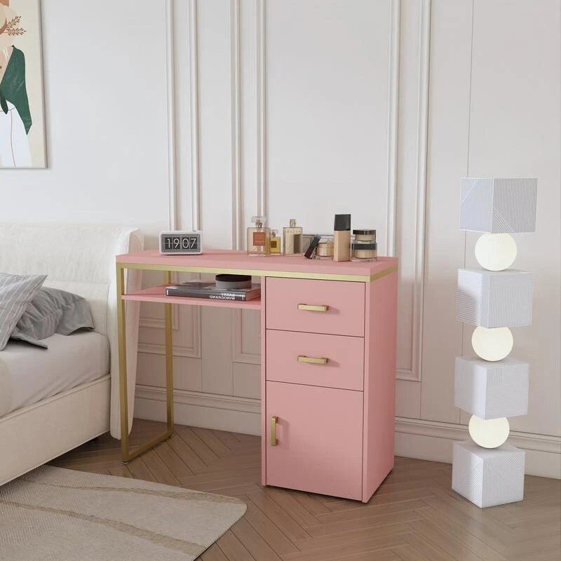 Bureau informatique avec plateau en particules de 38,19 po, table de manucure avec 2 tiroirs et 1 armoire