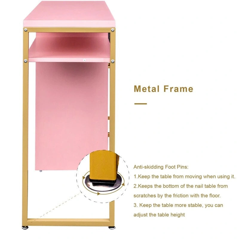 Bureau informatique avec plateau en particules de 38,19 po, table de manucure avec 2 tiroirs et 1 armoire