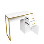 Bureau informatique avec plateau en particules de 38,19 po, table de manucure avec 2 tiroirs et 1 armoire