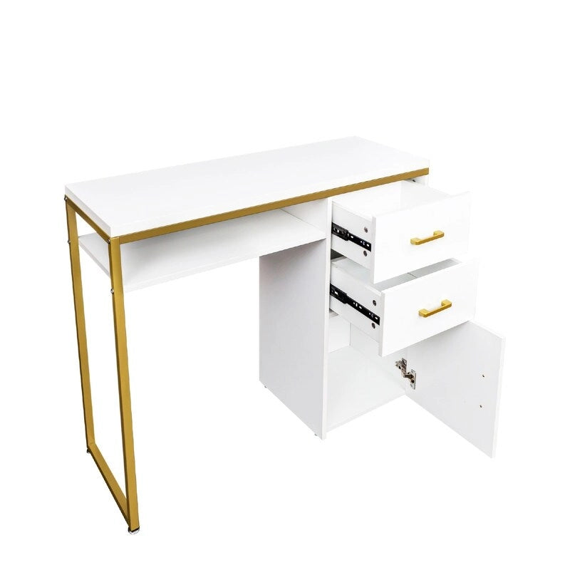 Bureau informatique avec plateau en particules de 38,19 po, table de manucure avec 2 tiroirs et 1 armoire