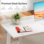 Bureau informatique blanc avec tiroirs, table d'étude moderne de 140 cm pour bureau à domicile