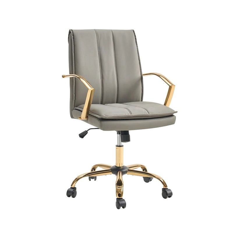 Fauteuil de bureau à bascule en cuir moderne Ignacio avec piètement en métal