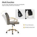 Fauteuil de bureau à bascule en cuir moderne Ignacio avec piètement en métal
