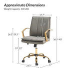 Fauteuil de bureau à bascule en cuir moderne Ignacio avec piètement en métal
